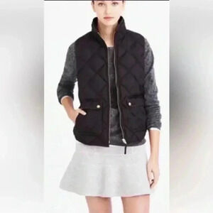 J Crew Excursion  XS black down filled puffer vest. Quilted, gold hardware. VGUC
